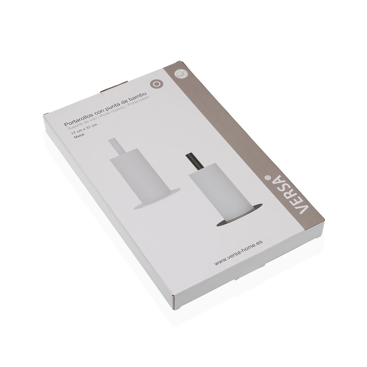 Portarrollo de Papel de Cocina Versa Negro Acero Inoxidable Acero Hierro Madera de caucho 17 x 31 x 17 cm