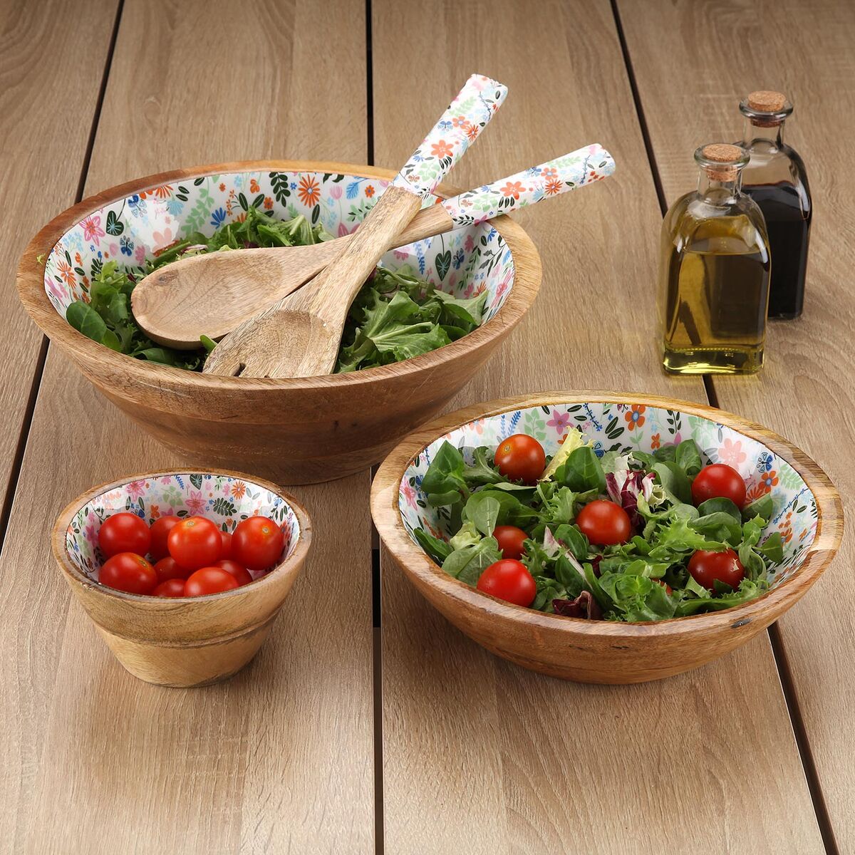 Bol Versa Bambú Madera de mango Flores 13 x 7 x 13 cm