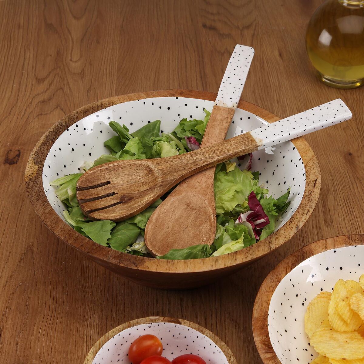 Set de Utensilios para Cocina Versa Speckle Madera de mango 6 x 1 x 30 cm