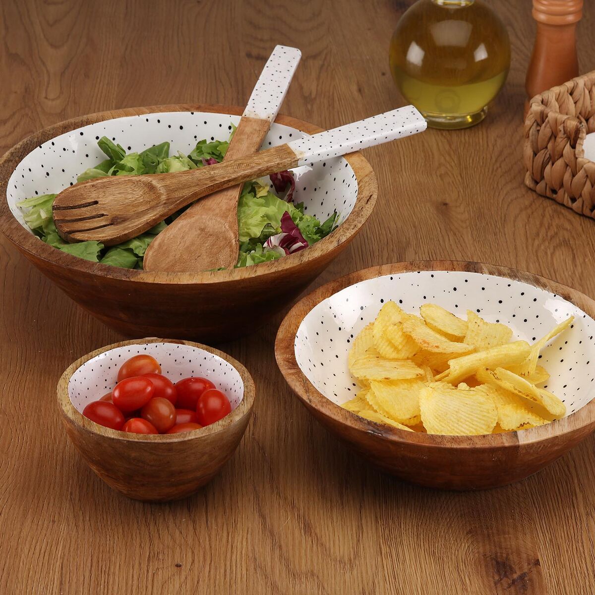 Set de Utensilios para Cocina Versa Speckle Madera de mango 6 x 1 x 30 cm