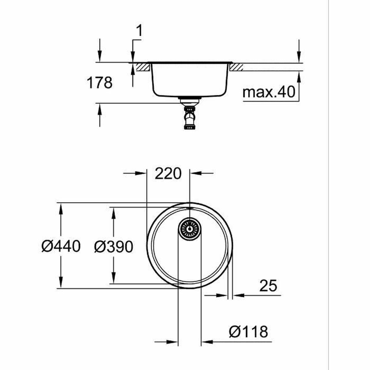 Fregadero de Un Seno Grohe K200 Gris