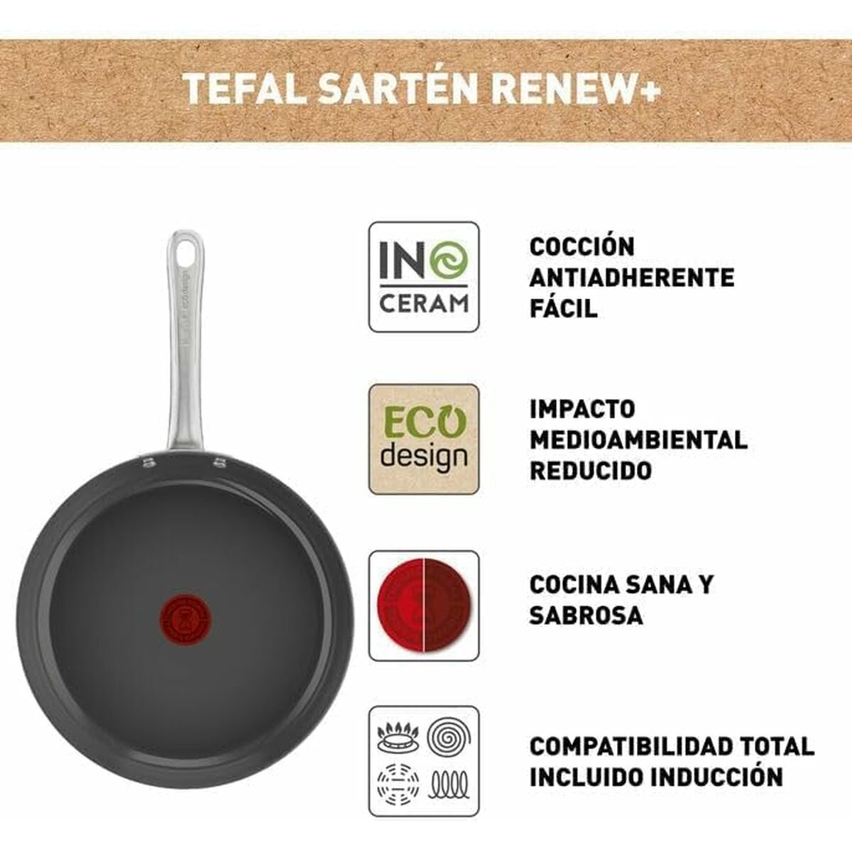 Sartén Tefal C4240443 Plateado Cerámico Ø 24 cm