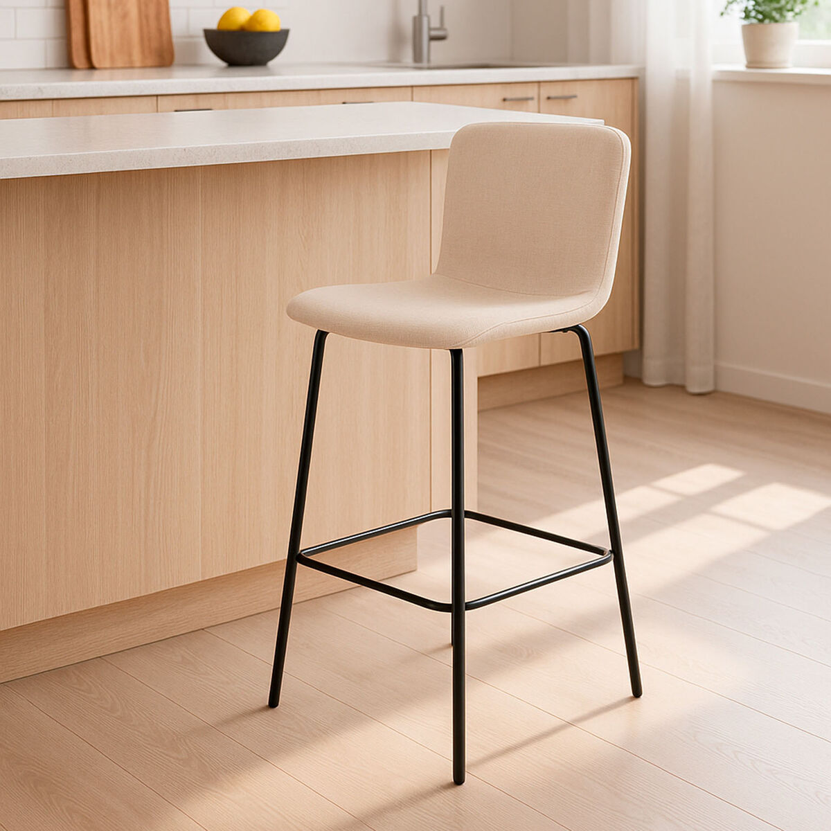 Taburete Versa Beige Metal 44,5 X 93,5 X 51 CM