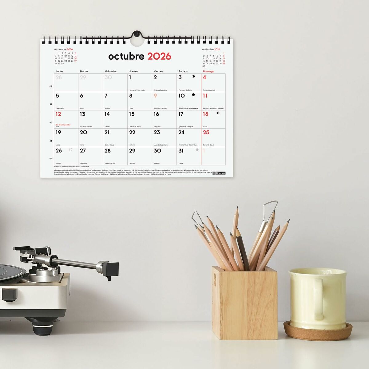 Calendario de pared Finocam Papel 2025-2026 21 x 15 cm