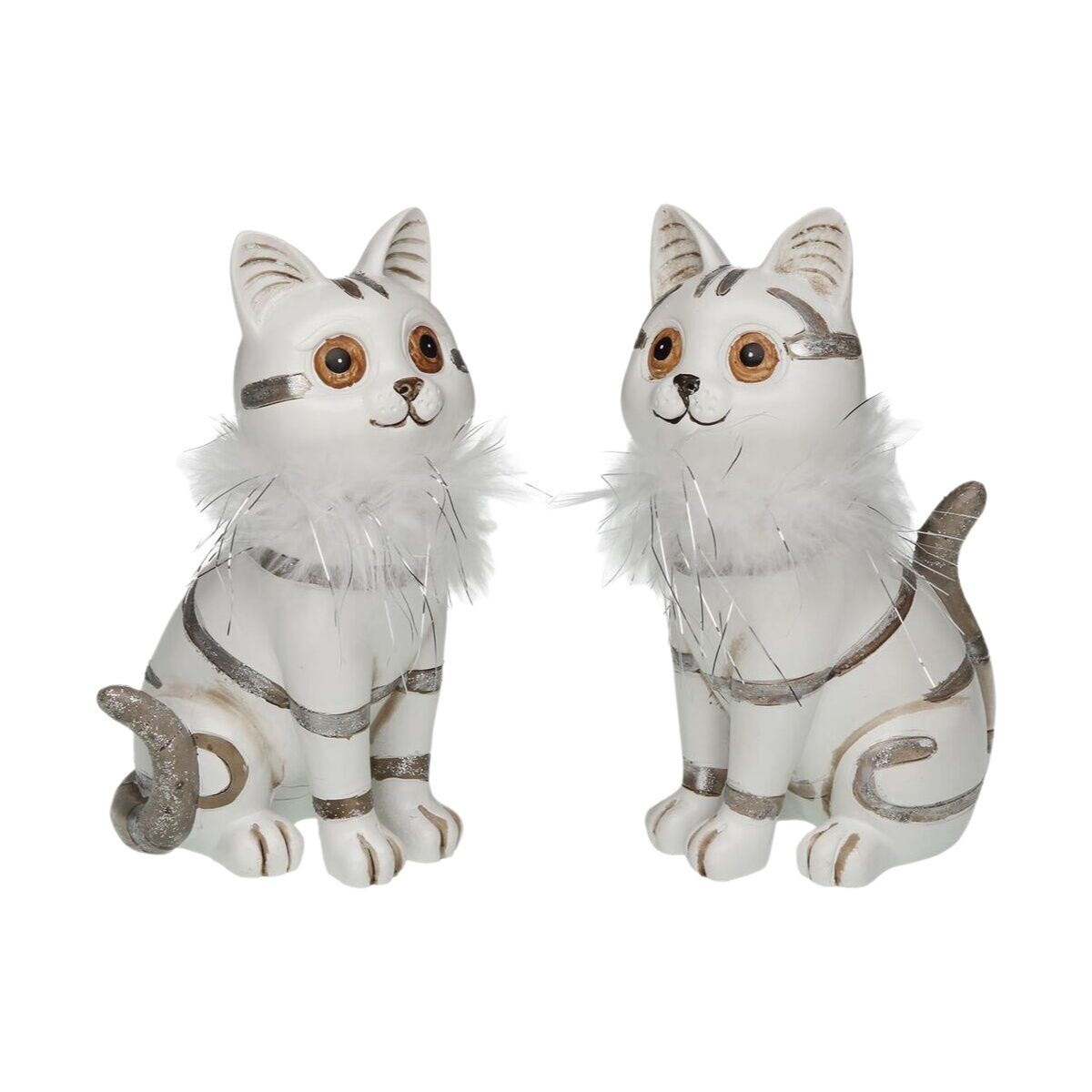 Figura Decorativa Versa Blanco Gatos 7,5 X 17 X 10,5 CM Figura Decorativa