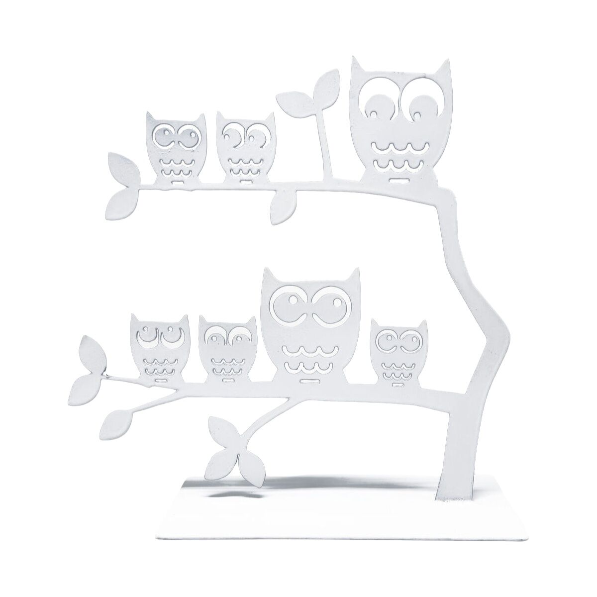 Joyero de Pie Versa Blanco Metal Hierro 7 X 18 X 18 CM Familia Búhos