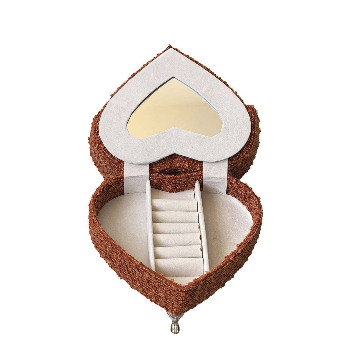 Caja-Joyero Versa Rojo Poliéster Metal Espejo Madera MDF 16 X 13,5 X 16 CM Sofá