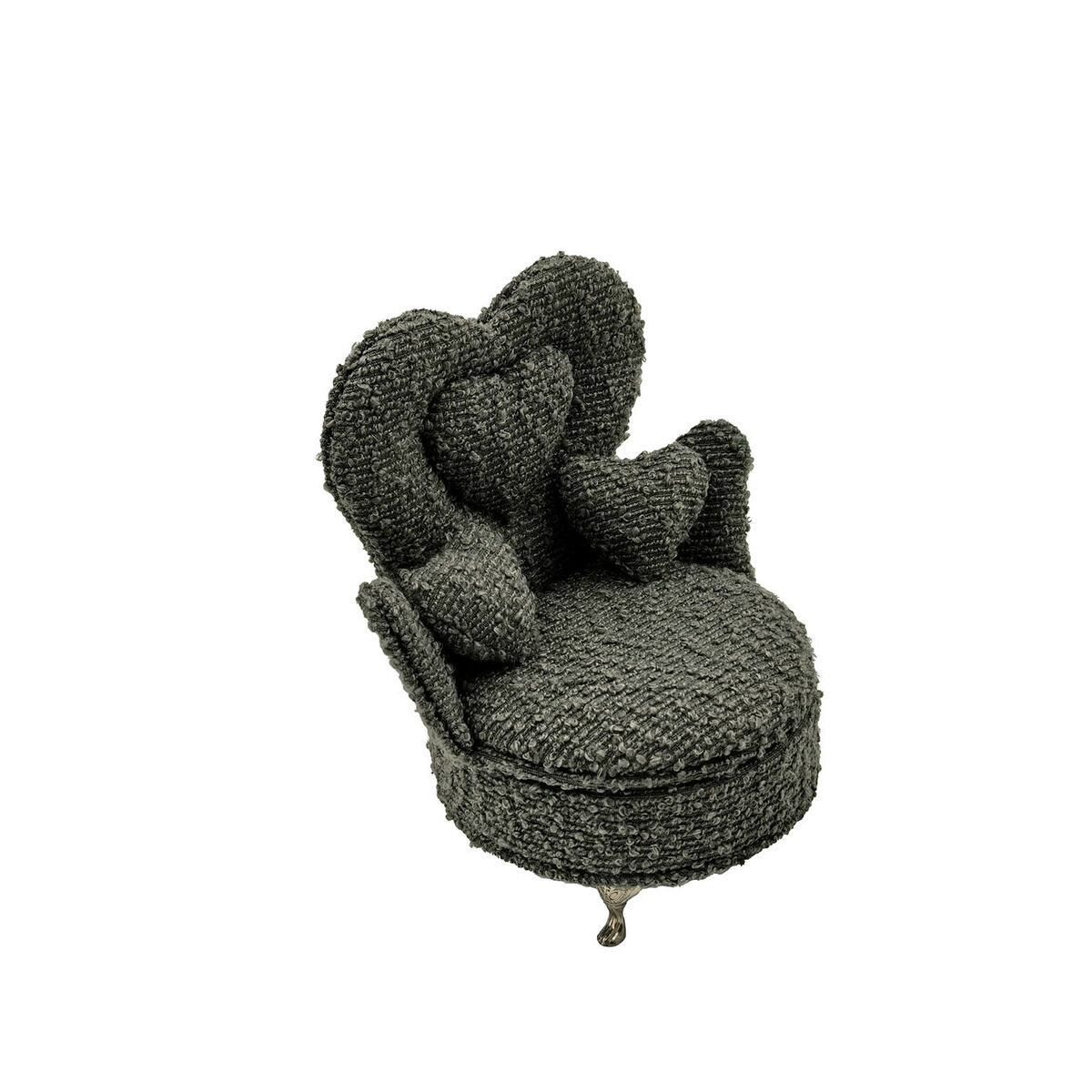 Caja-Joyero Versa Gris Poliéster Metal Espejo Madera MDF 12 x 19 x 18 cm Sillón