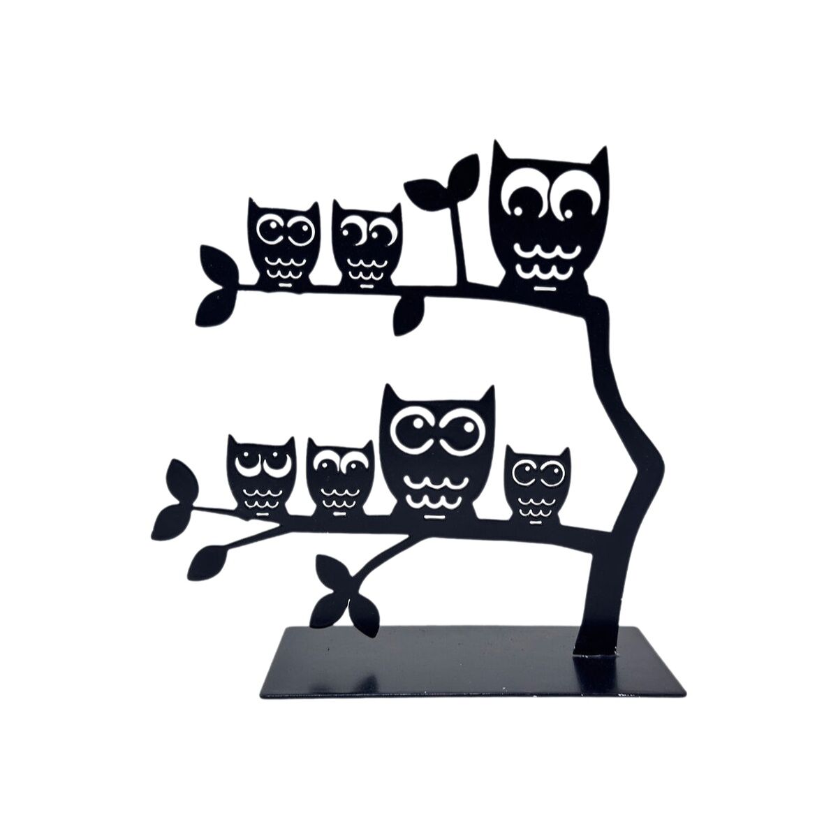 Joyero de Pie Versa Negro Metal Hierro 7 X 18 X 18 CM Familia Búhos