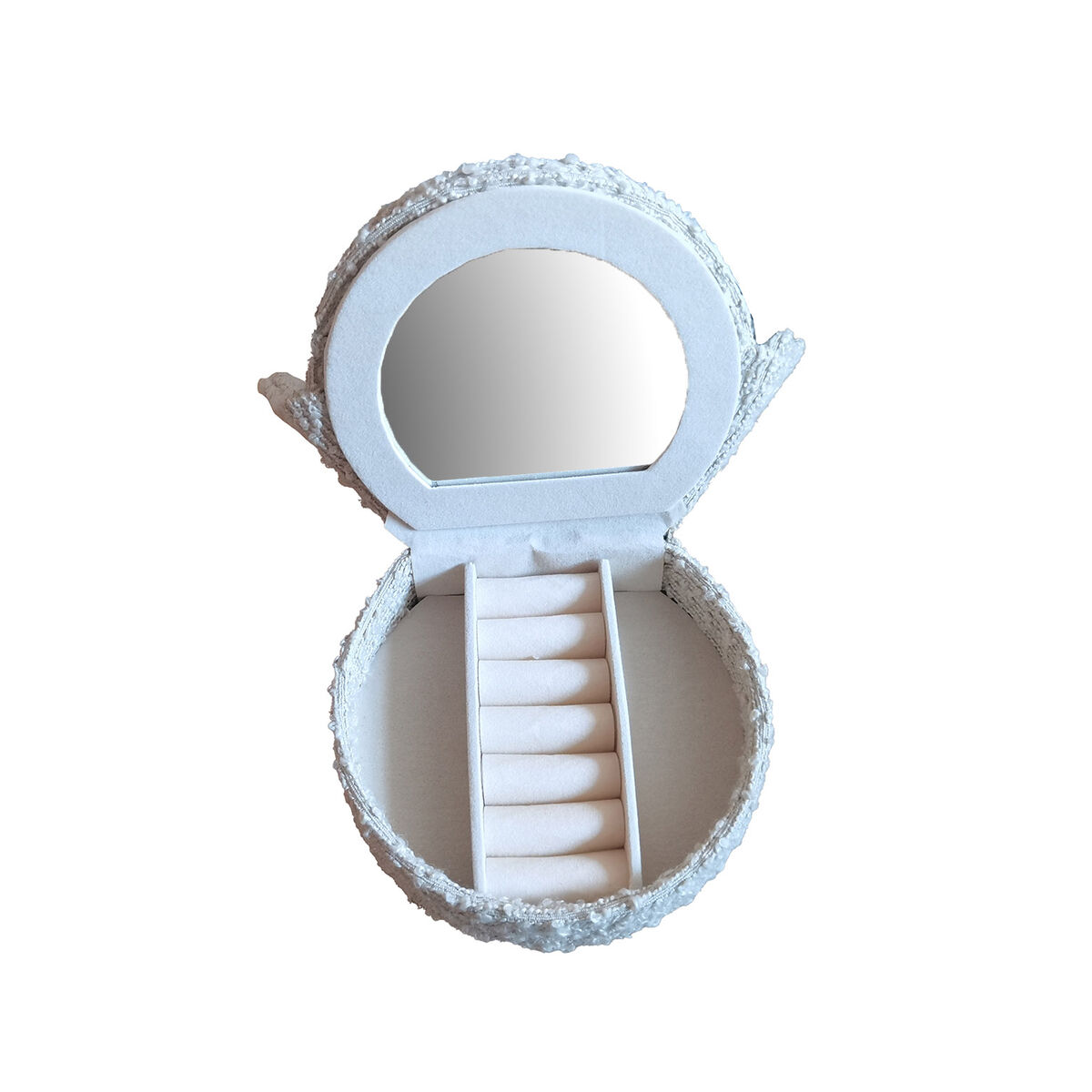 Caja-Joyero Versa Gris Poliéster Metal Espejo Madera MDF 12 x 19 x 18 cm Sillón