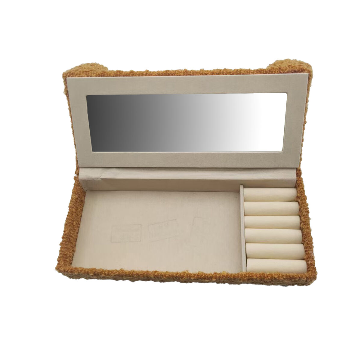 Caja-Joyero Versa Mostaza Poliéster Metal Espejo Madera MDF 9,5 X 12,5 X 23,5 CM Sofá