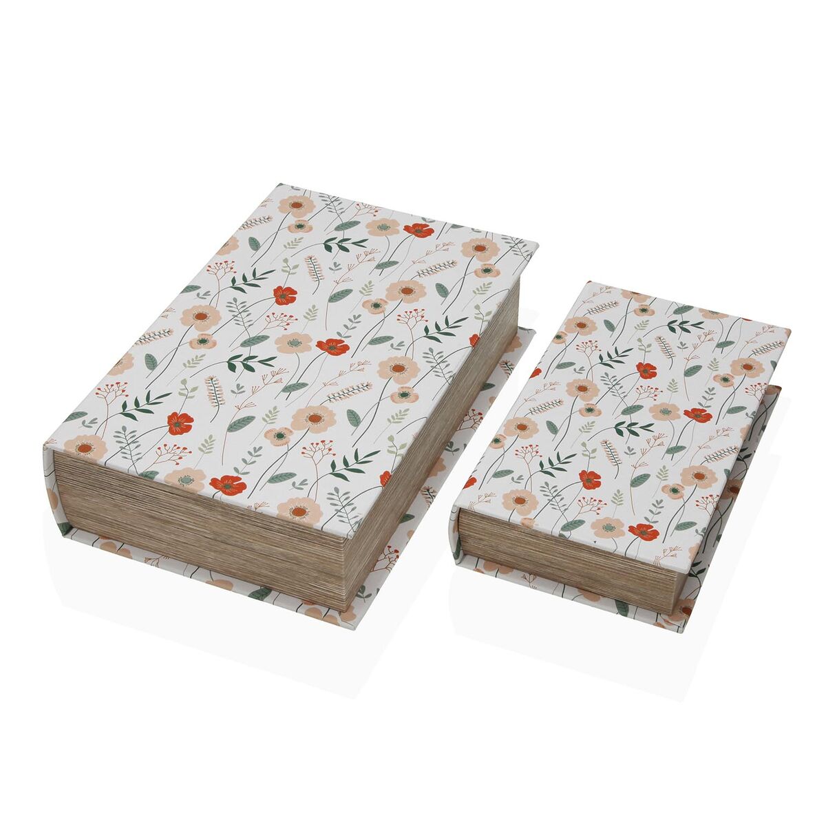 Caja Decorativa Versa Verdi Lienzo Madera MDF Flores Libro