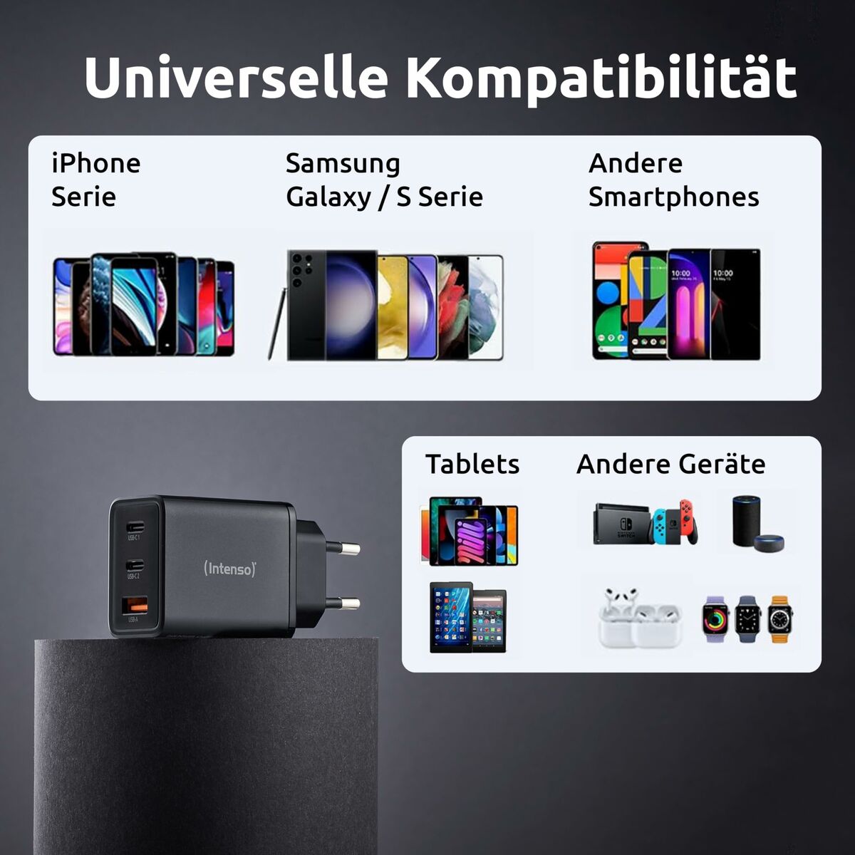 Cargador de Pared INTENSO W65ACC Negro 65 W