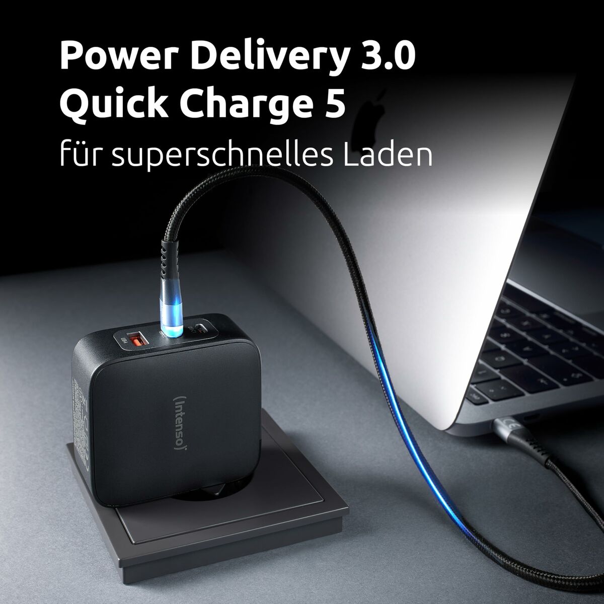 Cargador de Pared INTENSO GaN W100ACC Negro 100 W