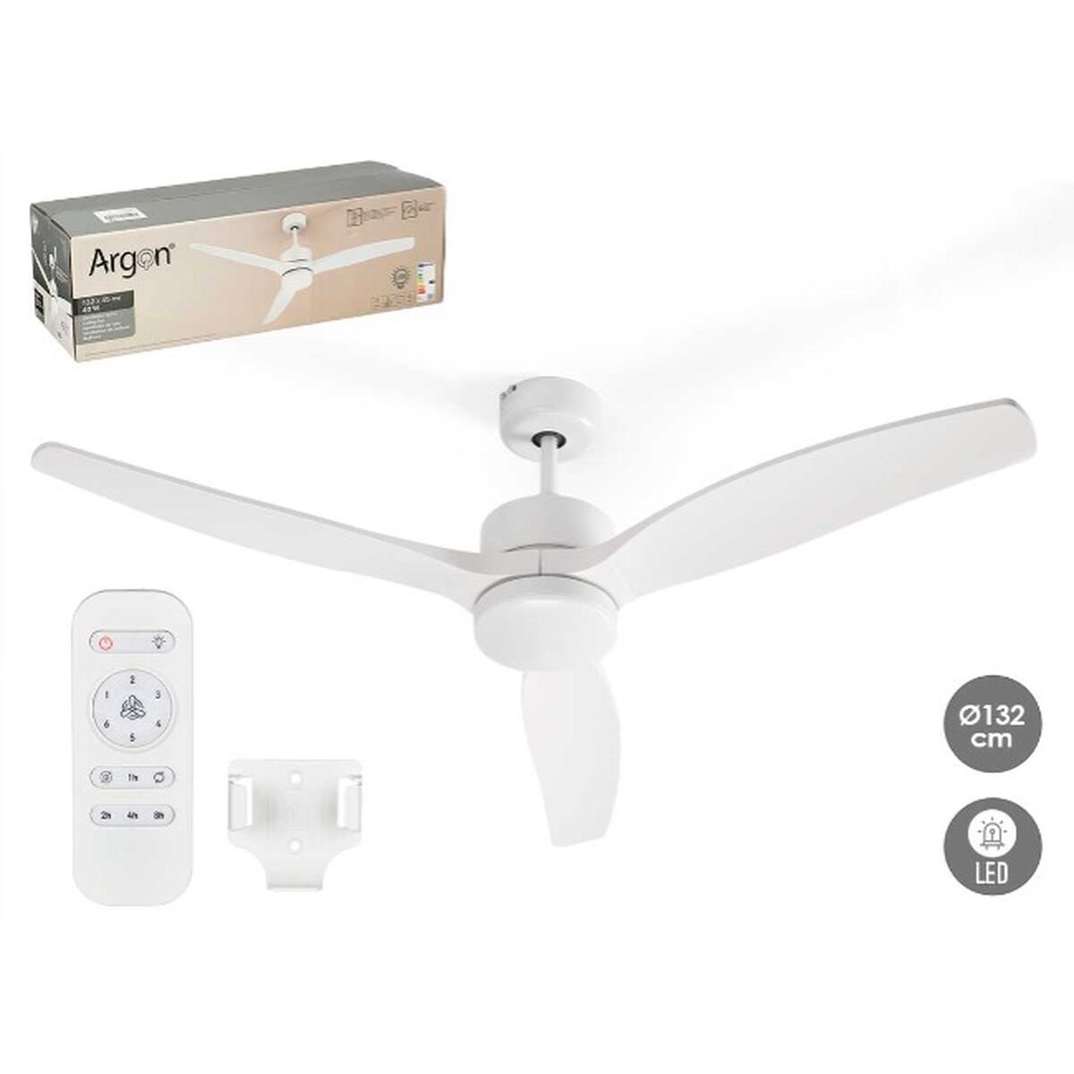 Ventilador de Techo con Luz Argon Blanco 40 W Ø 132 cm