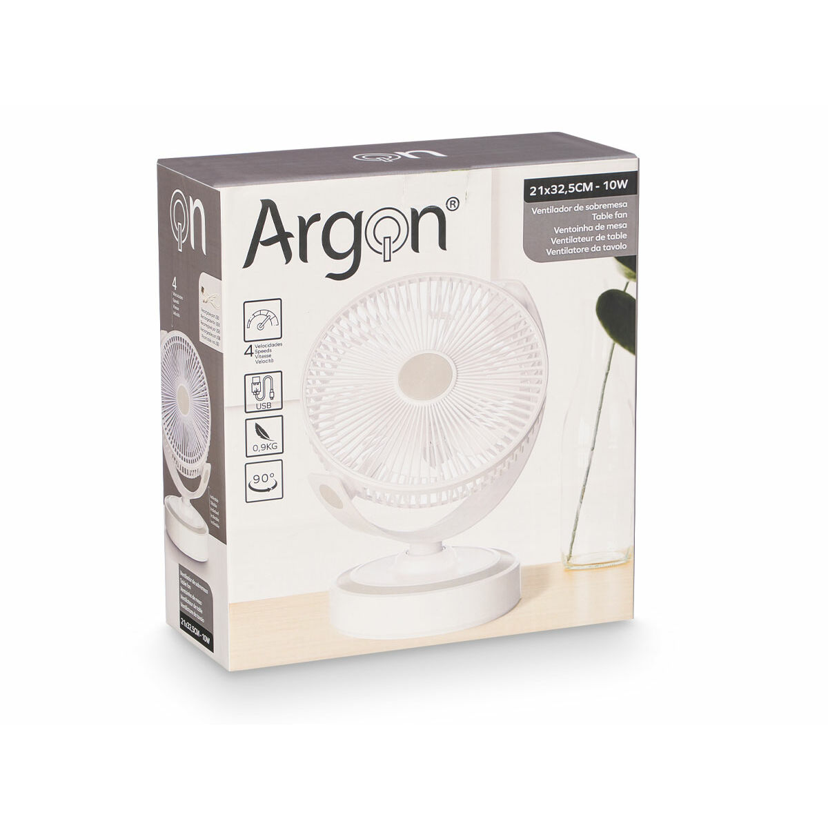 Ventilador de Sobremesa Argon Blanco 10 W 21 x 28 x 32,5 cm