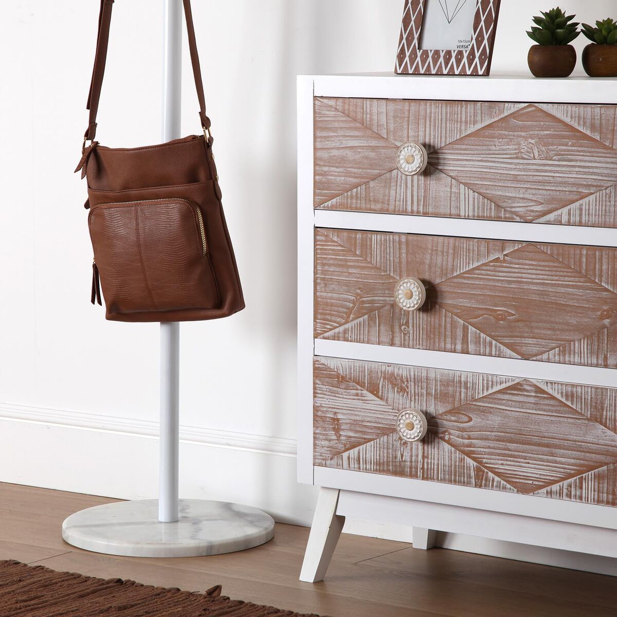 Perchero de Pie Versa Blanco Madera Metal 34,5 x 180 x 34,5 cm