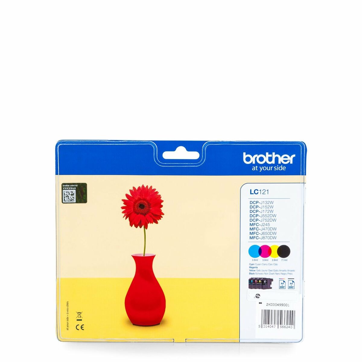 Cartucho de Tinta Original Brother LC121 Amarillo (4 Unidades)