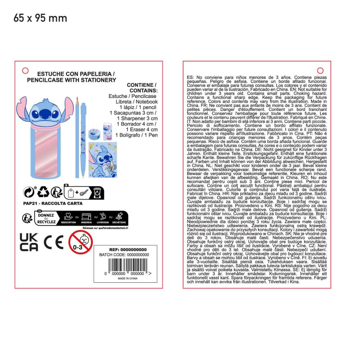 Estuche Escolar con Accesorios Stitch Azul