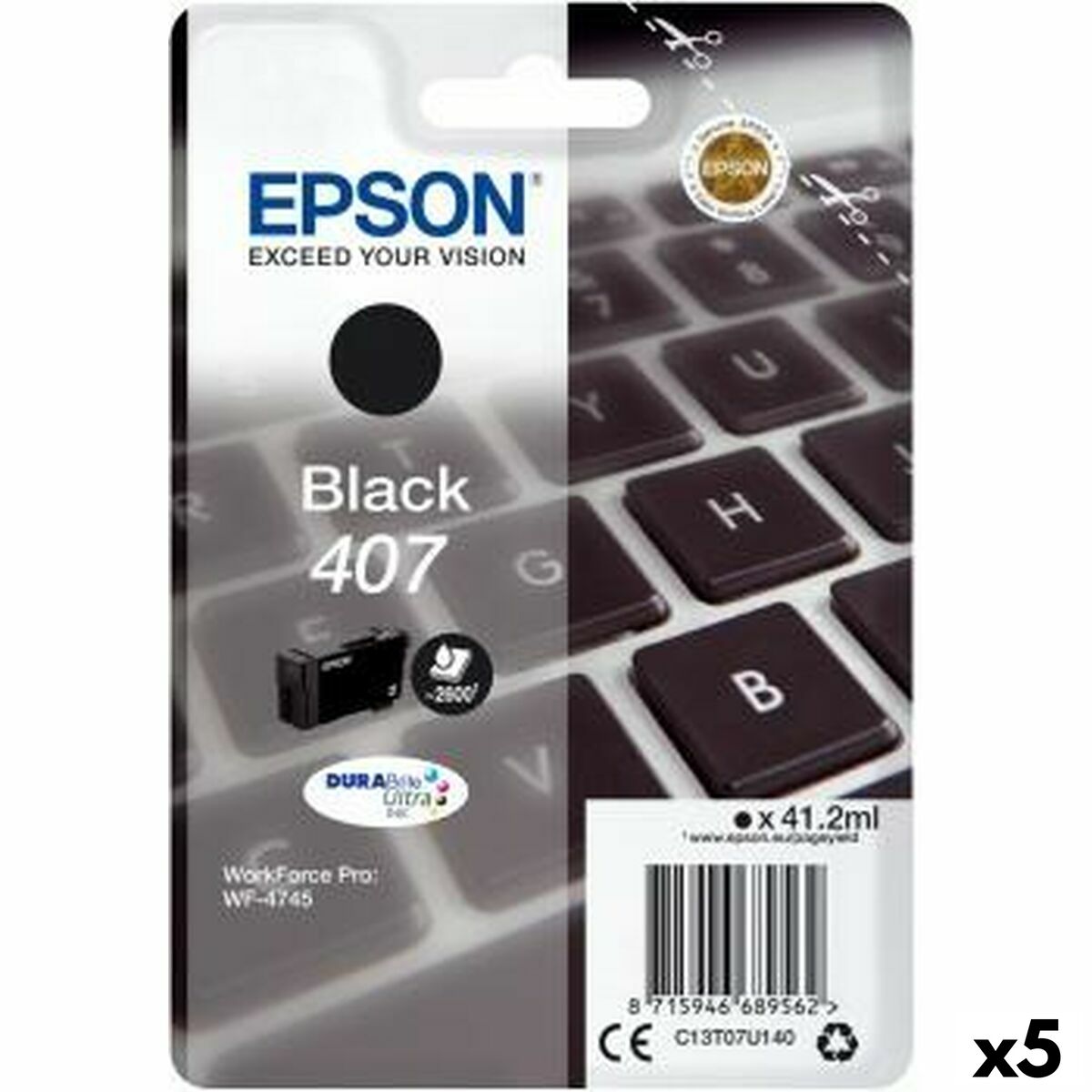 Cartucho de Tinta Original Epson Nº 407 Negro (5 Unidades)