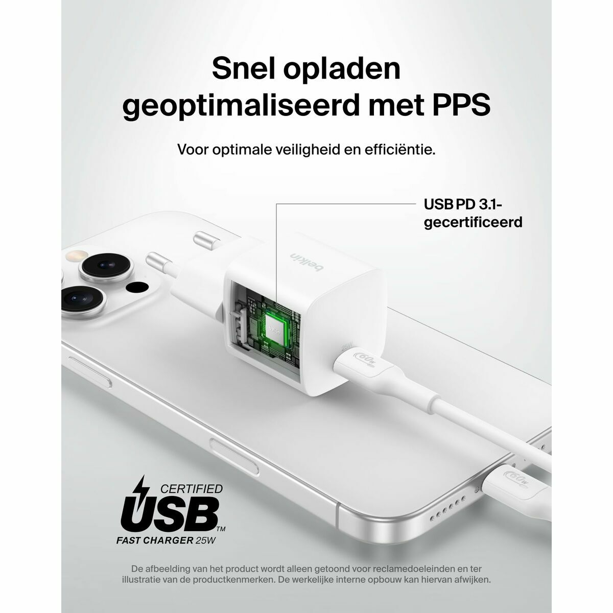 Cargador de Pared Belkin WCA012KQ1MWH-B6 Blanco 25 W