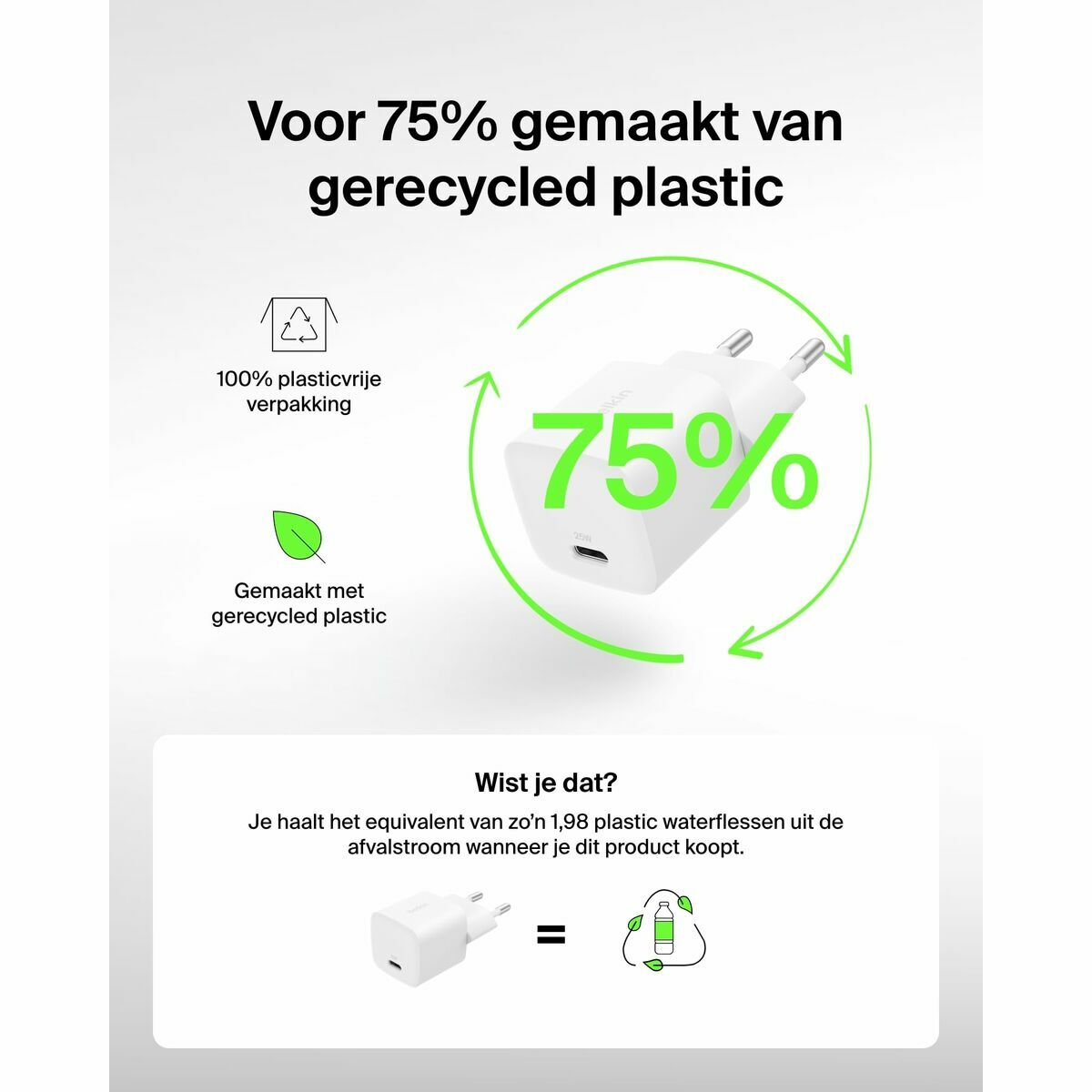 Cargador de Pared Belkin WCA012KQ1MWH-B6 Blanco 25 W