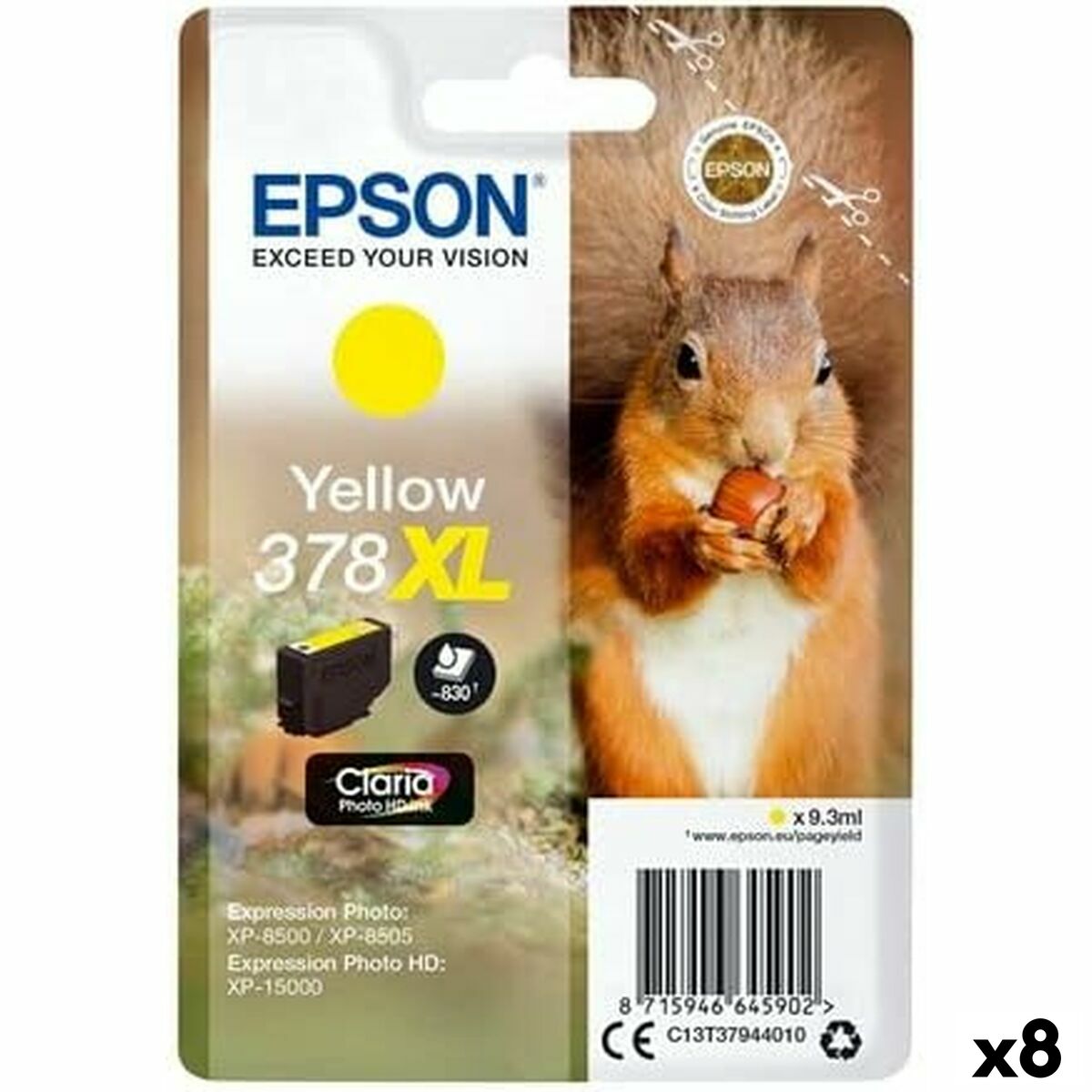 Cartucho de Tinta Original Epson Nº 378XL Amarillo (8 Unidades)