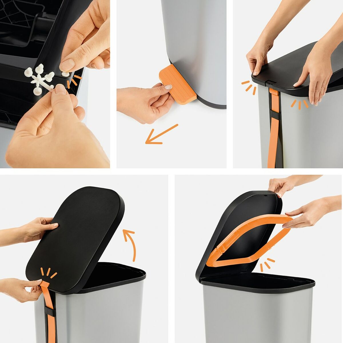 Cubo de Basura con Pedal Rotho Ribo Graphite Grafito Plástico 35 L