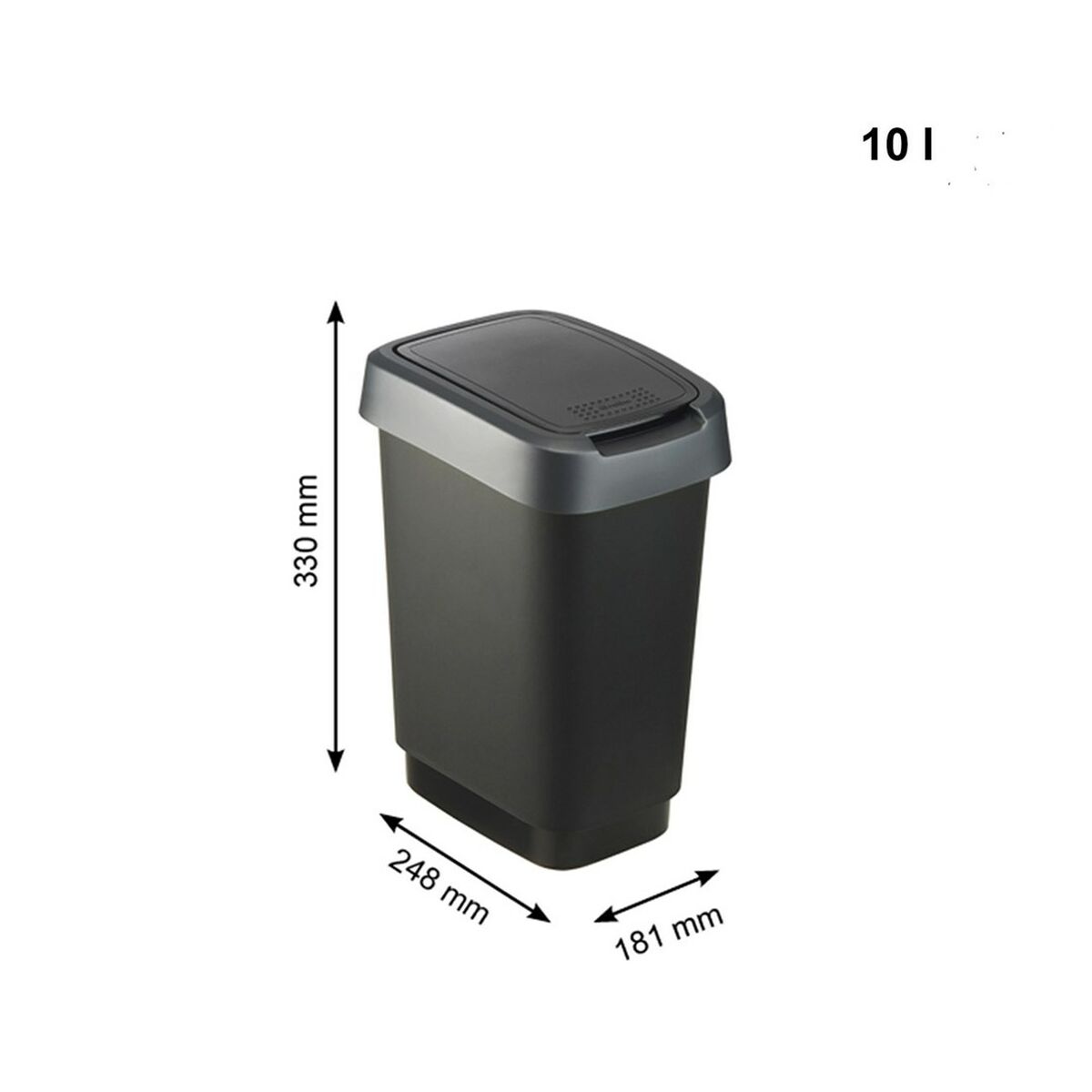 Cubo de basura Rotho Twist Silver Plateado Plástico 10 L