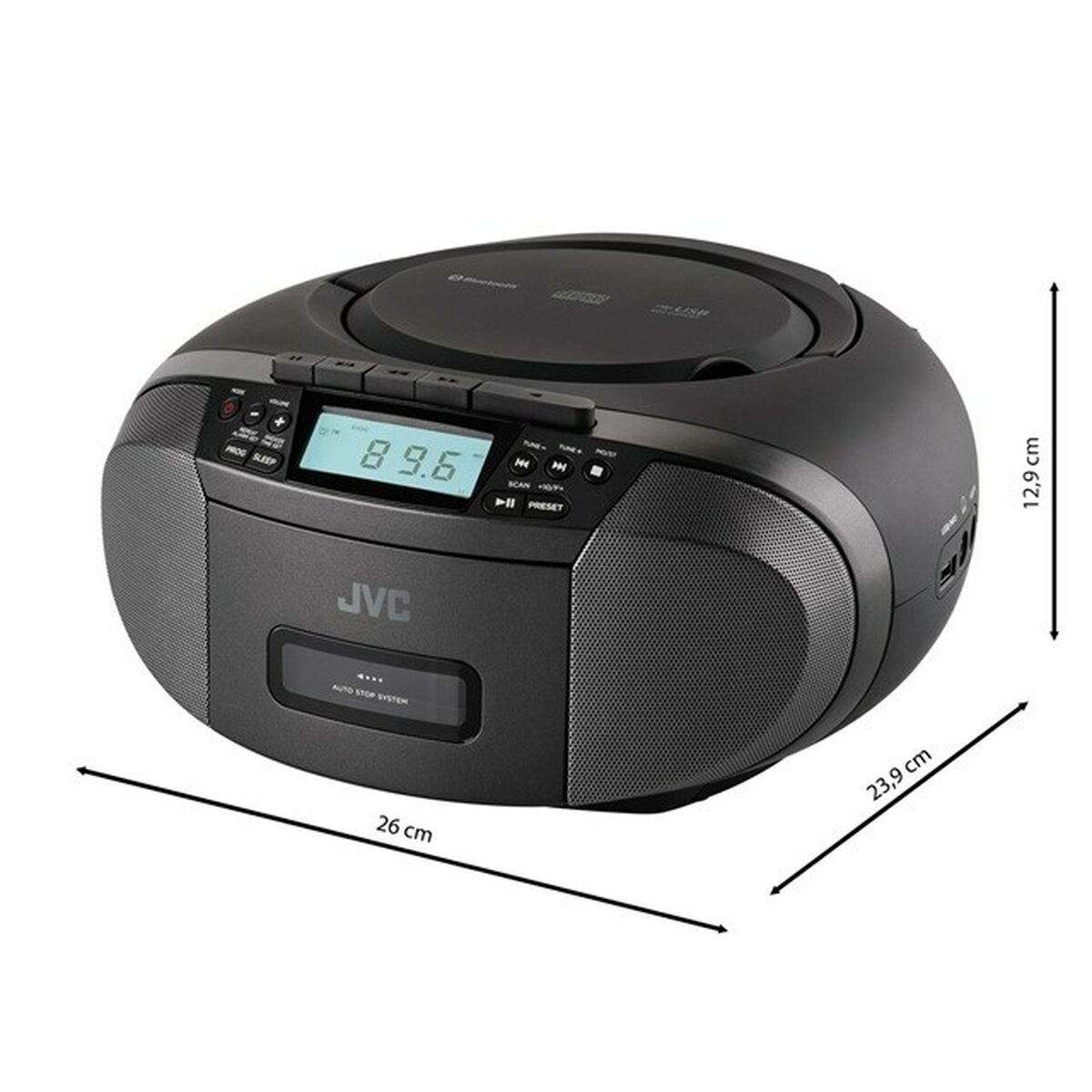 Radio Cassette JVC JVCRCE444B Negro AM/FM