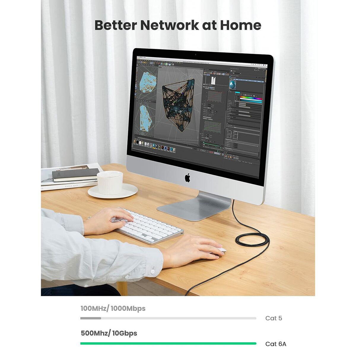 Cable de Red Rígido UTP Categoría 6 Ugreen 70653 Negro 3 m