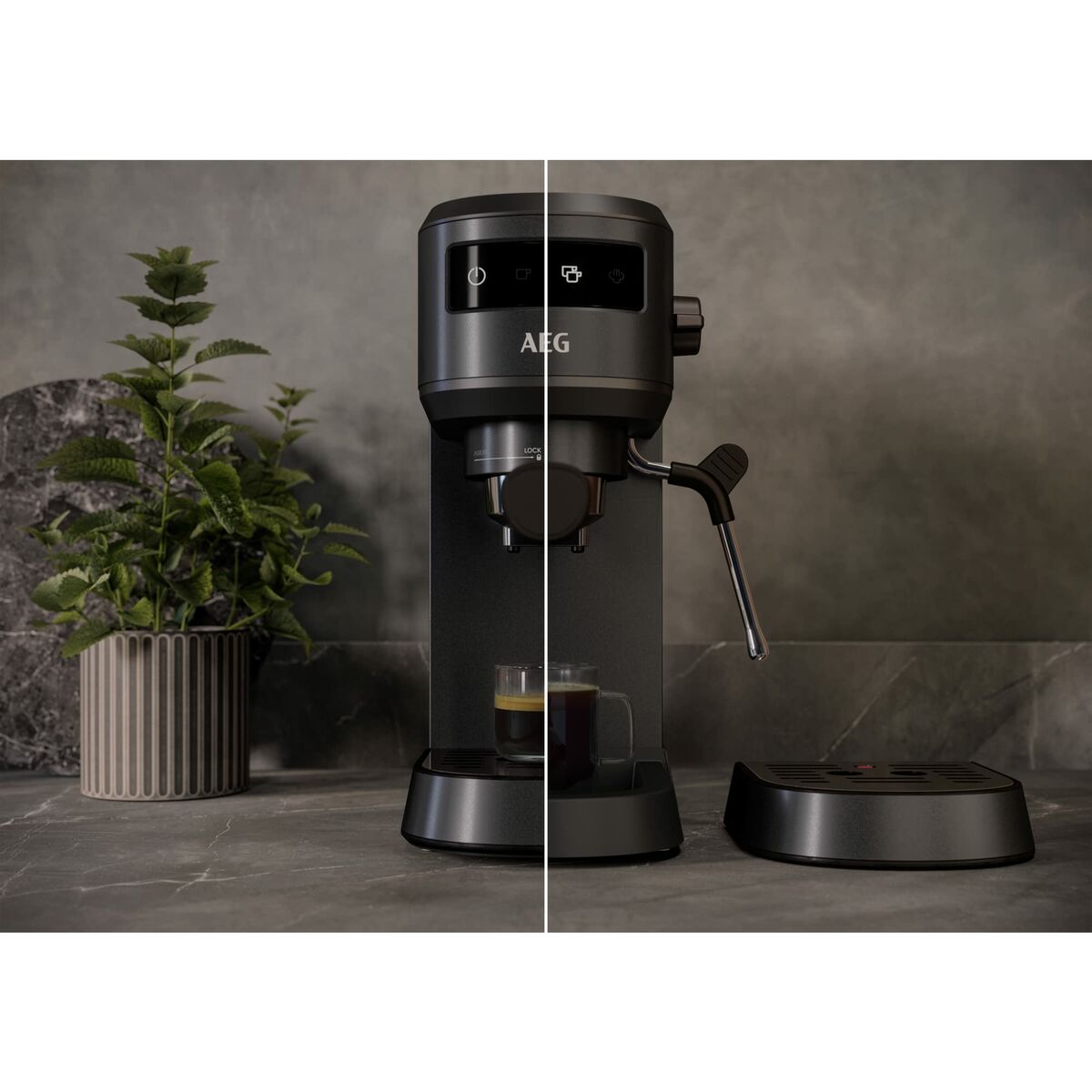 Cafetera Express de Brazo AEG EC6-1-6BST Negro 1450 W 1 L