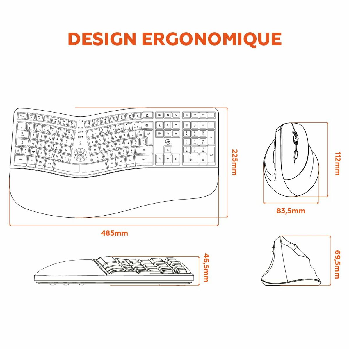 Teclado y Ratón Mobility Lab Ergo C30W Negro