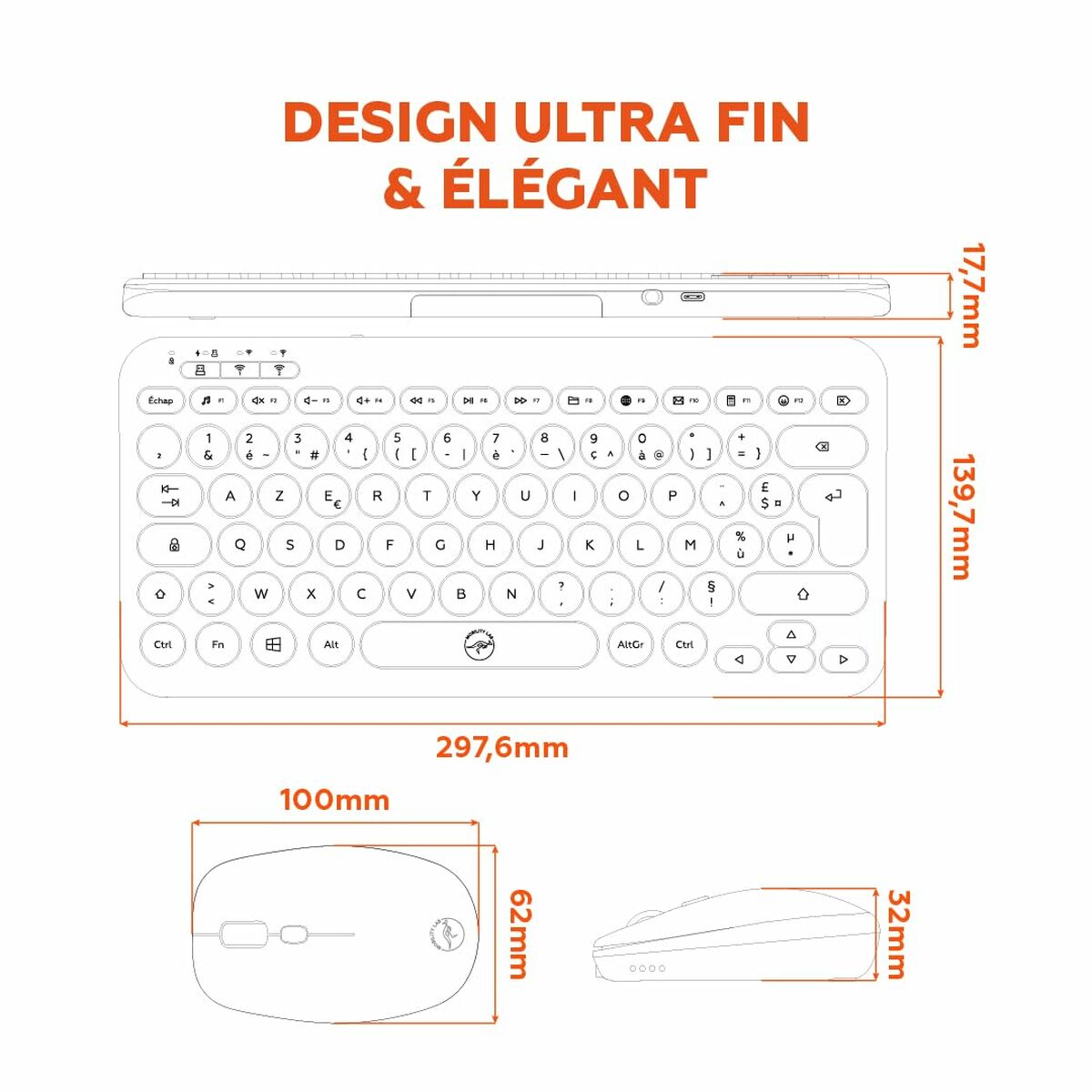 Teclado y Ratón Mobility Lab CP420W Mini Negro AZERTY