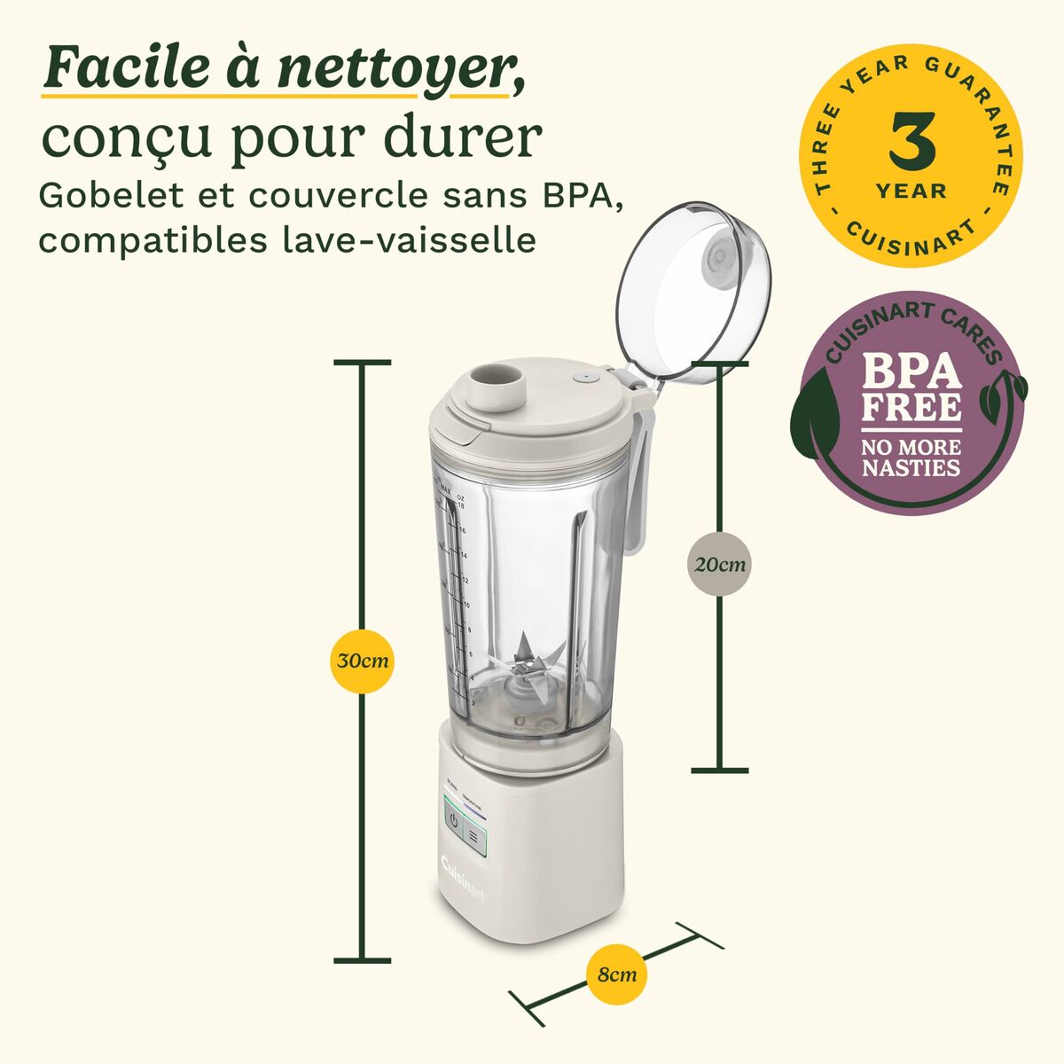 Batidora de Vaso Cuisinart PBL100E Blast&Go 120 W Blanco 500 ml