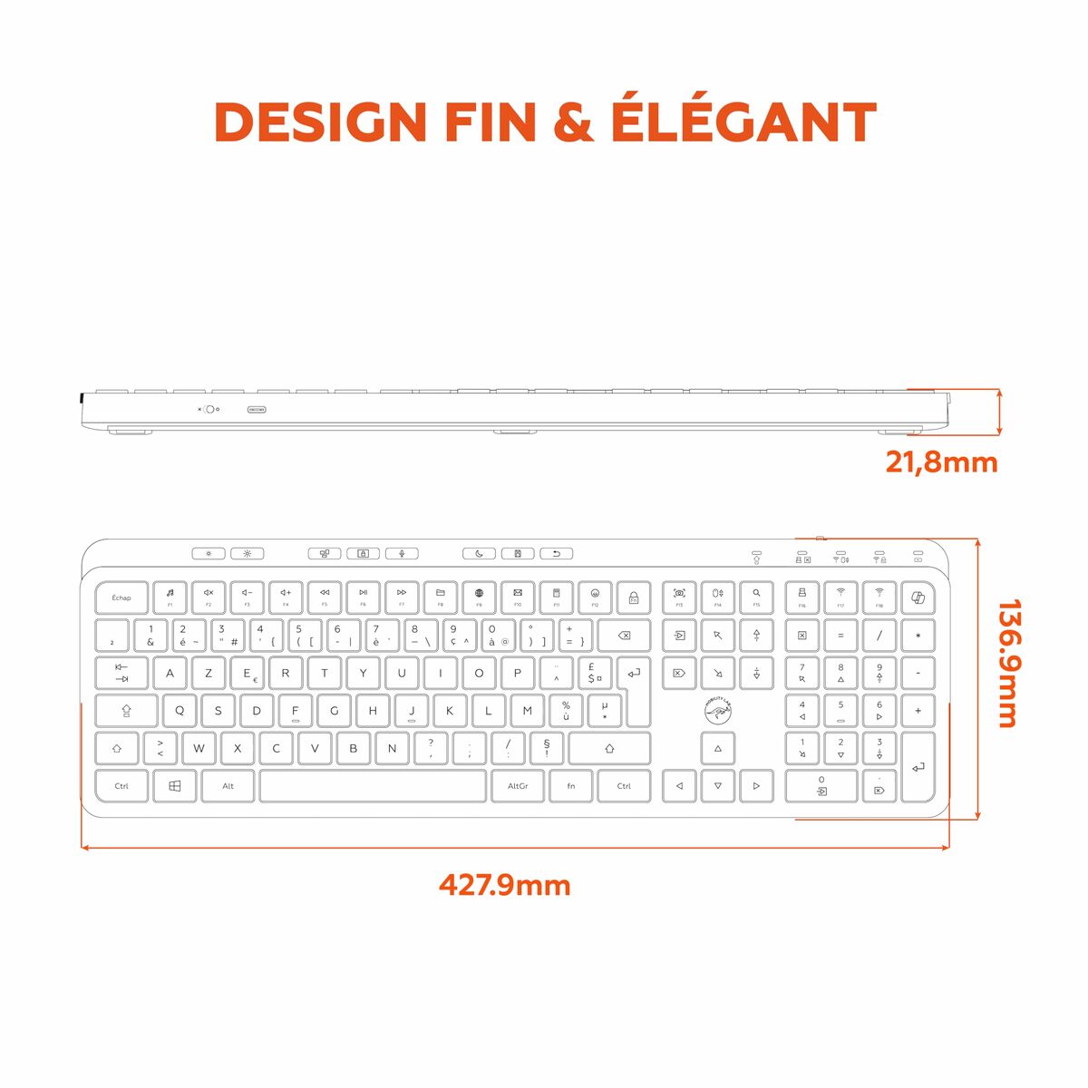 Teclado Mobility Lab KP450W Negro Gris