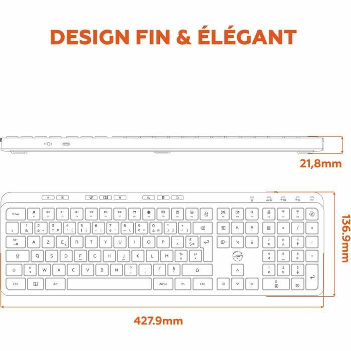 Teclado Mobility Lab KP450W Negro Gris