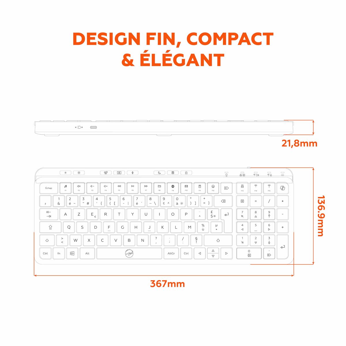 Teclado Mobility Lab KP450W Compact Negro Gris