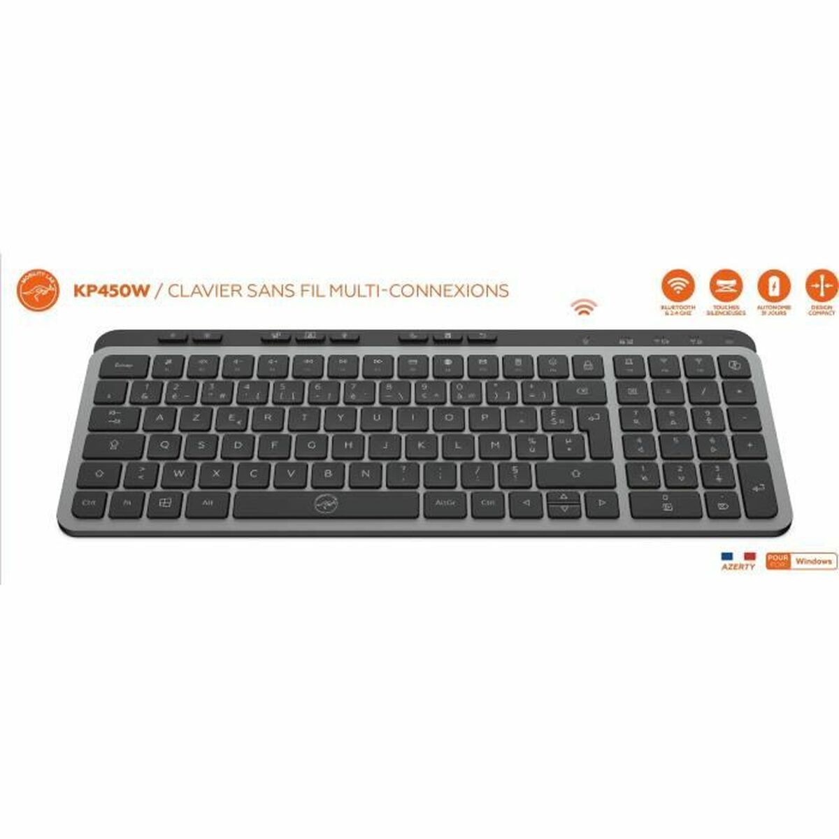 Teclado Mobility Lab KP450W Compact Negro Gris