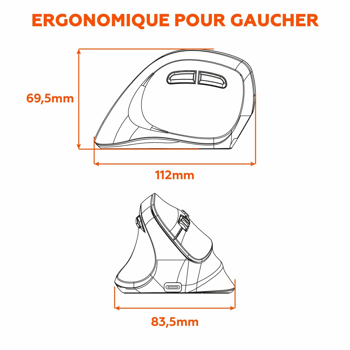 Ratón Mobility Lab ERGO M30W LEFT Negro Vertical