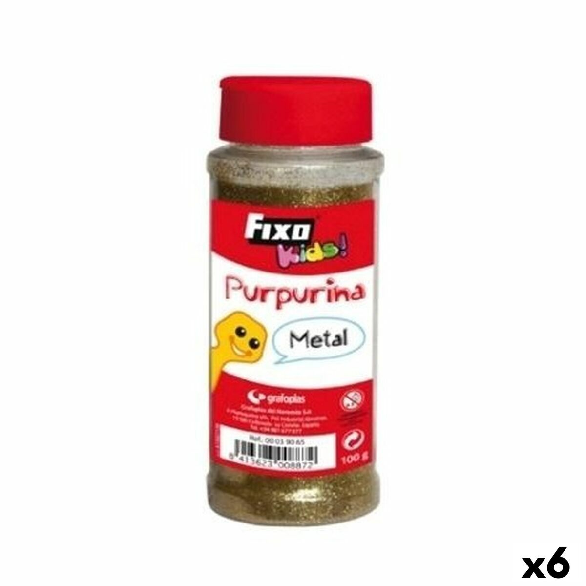 Purpurina Fixo Plateado 100 g (6 Unidades)