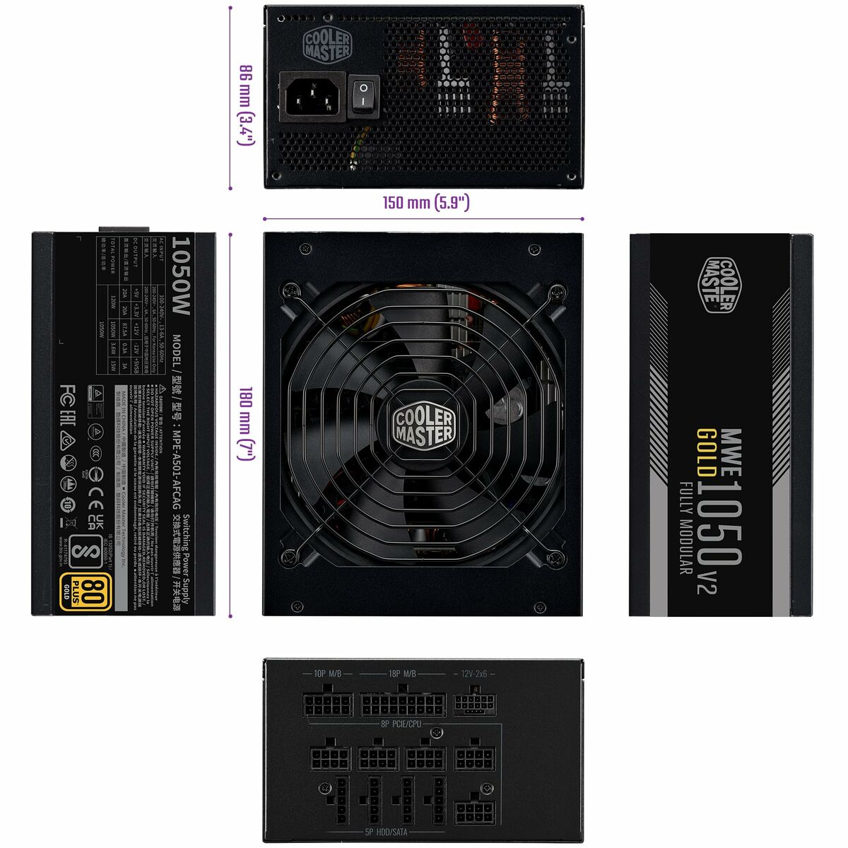 Fuente de Alimentación Cooler Master MWE Gold ATX 1050 W