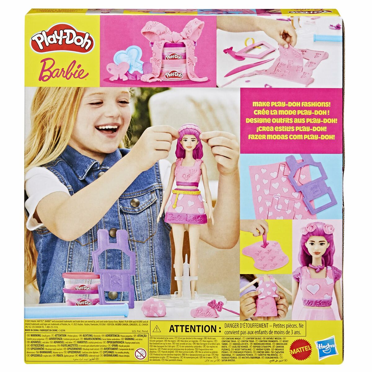 Juego de Plastilina Play-Doh Barbie Hearts & Hair Multicolor