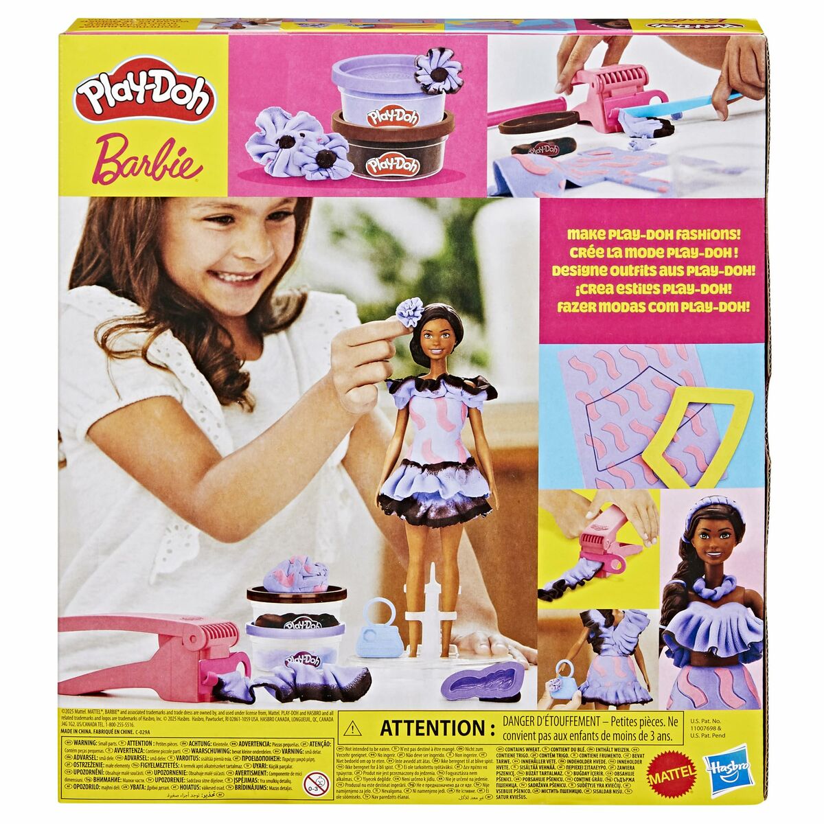 Juego de Plastilina Play-Doh Barbie Fashionista Ruffles Multicolor 730 g