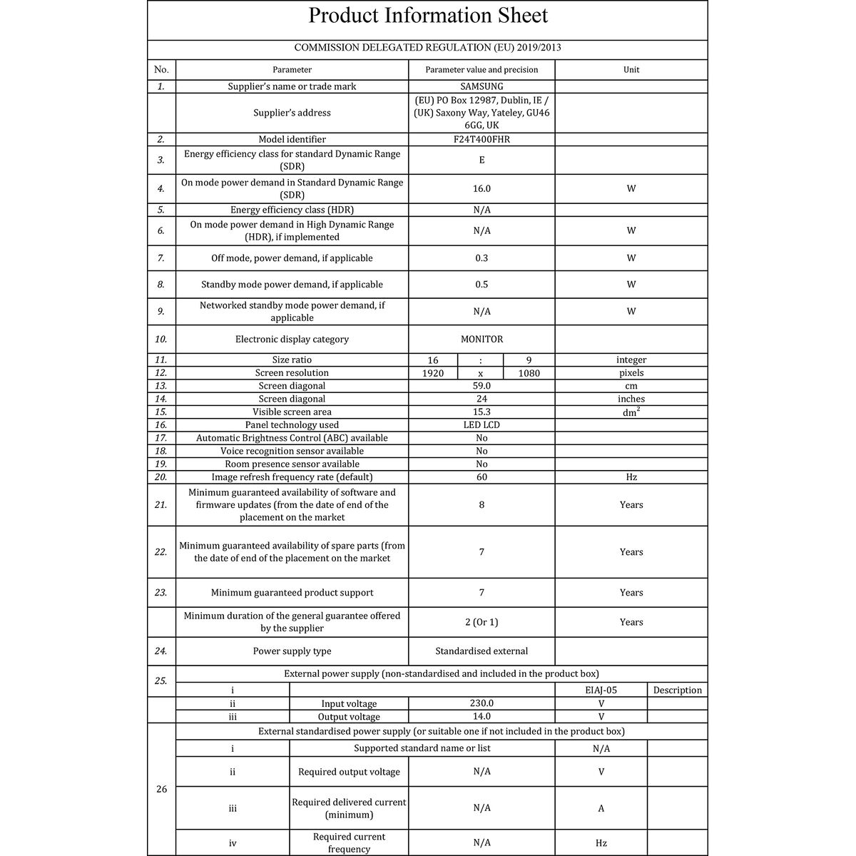 Monitor Samsung F24T452FQR Full HD 24"