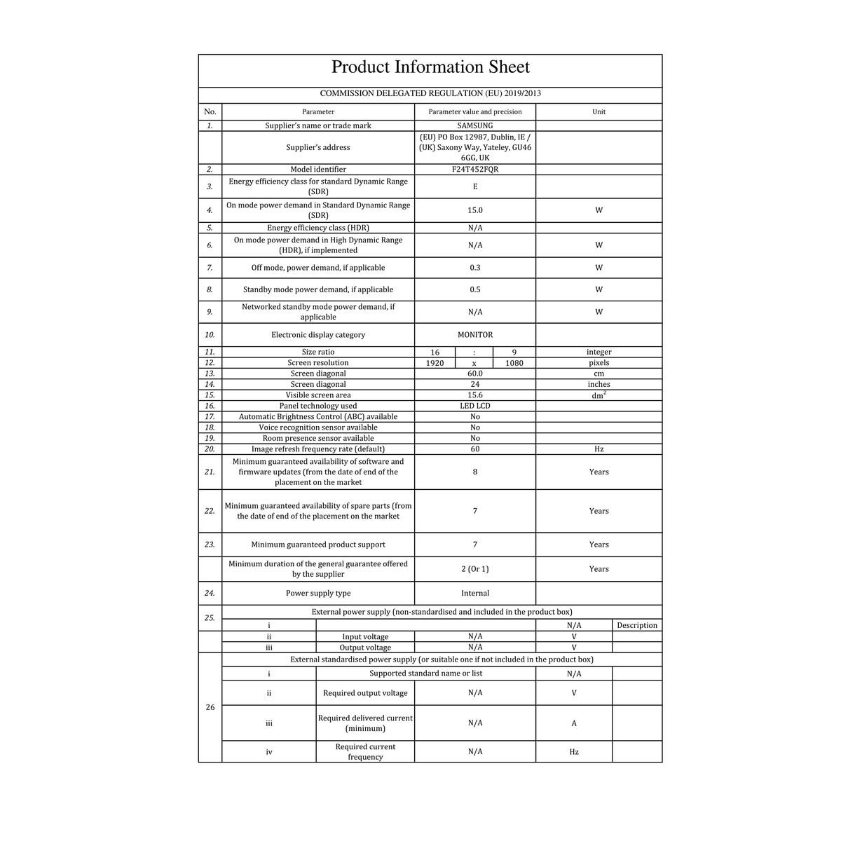 Monitor Samsung F24T452FQR Full HD 24"