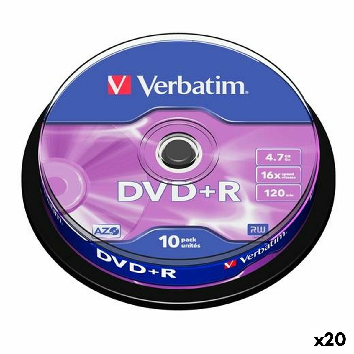 DVD+R Verbatim 4,7 GB 16x 10 Piezas (20 Unidades)