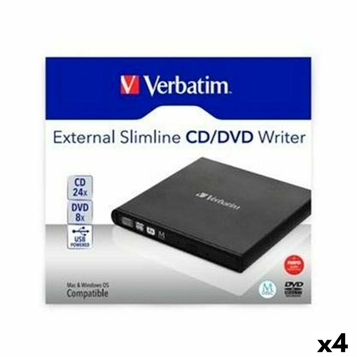 Lector CD/DVD Verbatim SLIMLINE (4 Unidades)