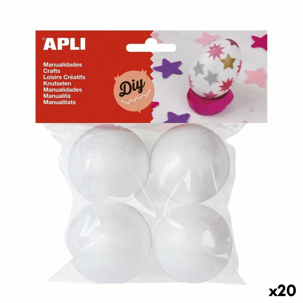Material para Manualidades Apli 45 mm Bola Blanco (20 Unidades)
