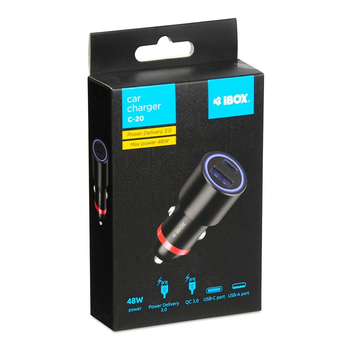 Cargador de Coche Ibox ICC20 Negro 60 W